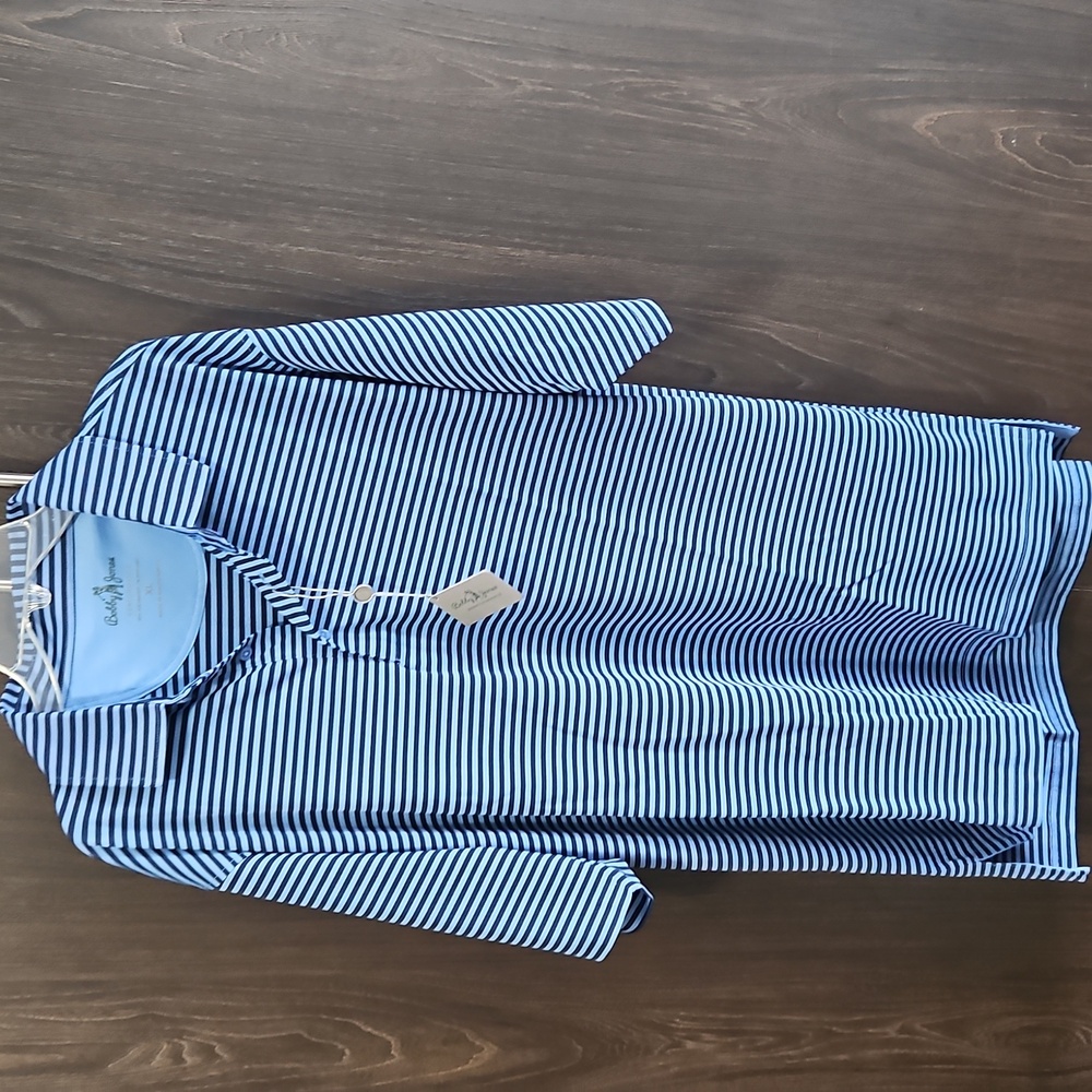Bobby Jones men's XL blue striped golf‎ polo shirt NWT